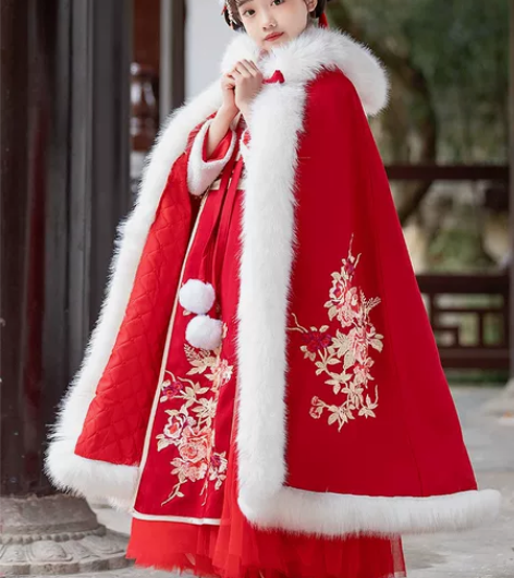 女童汉服加厚过年衣服儿童古装小女孩中国风唐...