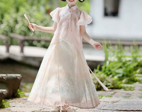 2024新款国风儿童古风超仙连衣裙女童汉服...