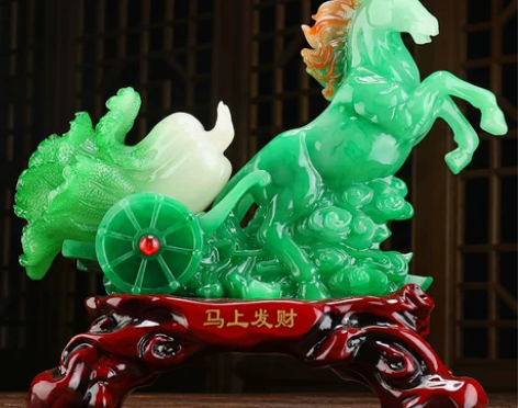 ?马摆件工艺品玉白菜家居客厅酒柜装饰品风水...