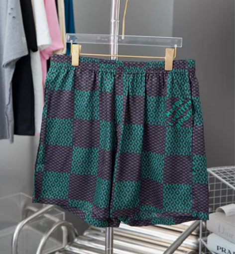 24SS 春夏新款男款 棋盘真丝短裤 创意...