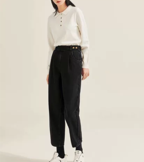 西遇黑色牛仔裤女新款潮秋冬显瘦百搭铅笔裤长...