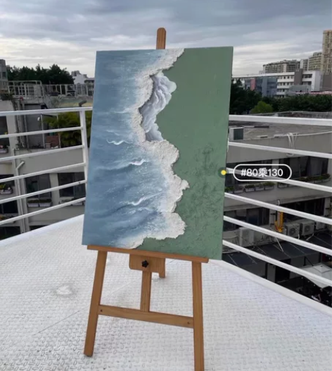 纯手绘肌理画 手绘石英砂丙烯肌理画 标价为...