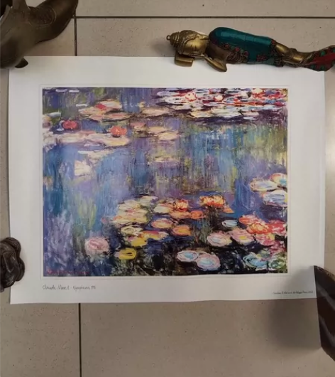 世界名画，莫奈画睡莲二张，45cmX35c...