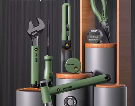 得力home系列手动工具箱套装8件套美工刀...