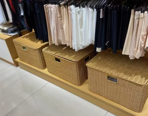 日式编织收纳箱仿藤编收纳筐翻盖收纳盒家用衣...