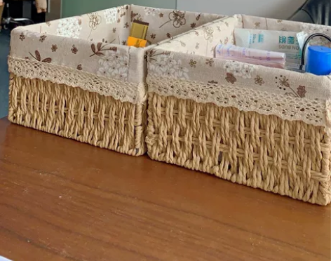 【一套三个装】草编收纳筐纸柳藤编收纳篮织布...