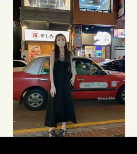 aaaaxbbb 莫泊桑夜幕 吊带长裙黑色...