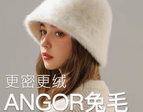 ?FHI女冬季大头围真兔毛毛绒帽子秋冬季盆...