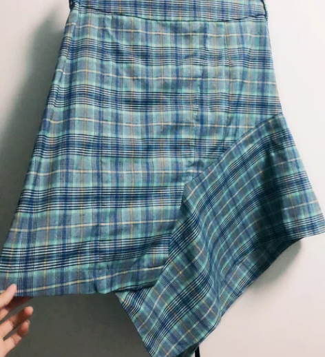 不规则下摆 格子裙JK  少女 软妹群 学...