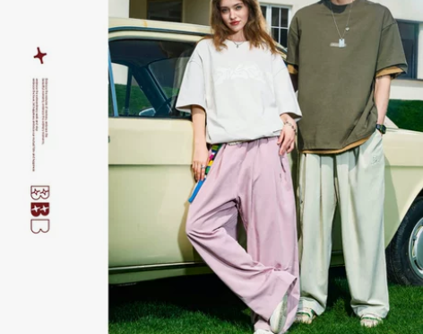 BJHG不计后果新款梭织冰感阔腿裤子男夏季...