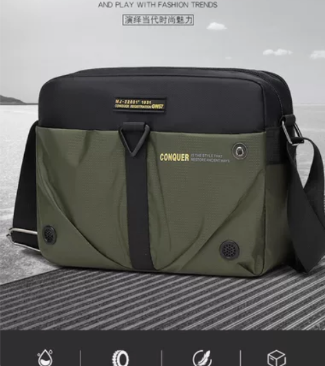 新款休闲男士单肩包大容量斜挎包户外出行通勤...