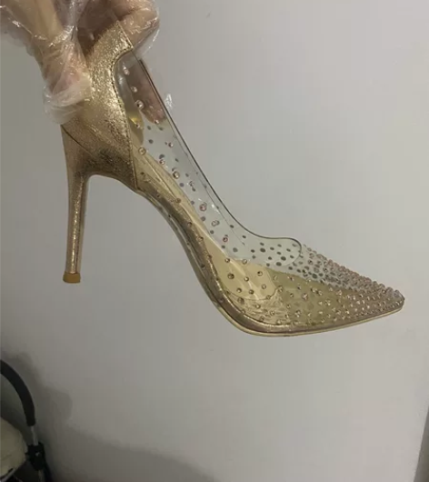 水钻透明法式高跟鞋女细跟尖头百搭 性感单鞋...