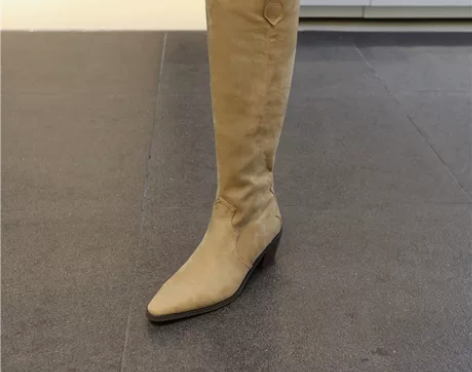 韩国东大门2022秋季新款尖头方跟复古套筒...