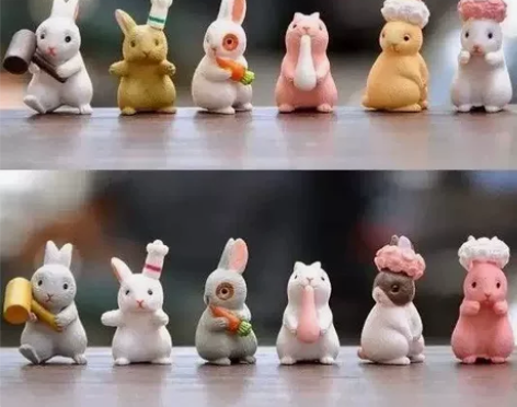 【捡漏包邮12只一套】可爱小兔子家族仿真小...