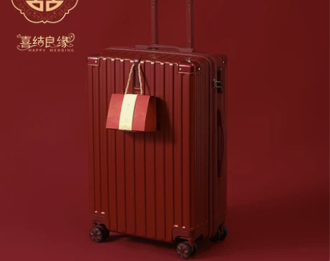 【高能价】结婚行李箱陪嫁箱红色皮箱子新娘拉...