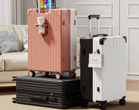 地平线8号复古耐用行李箱女20寸多功能拉杆...