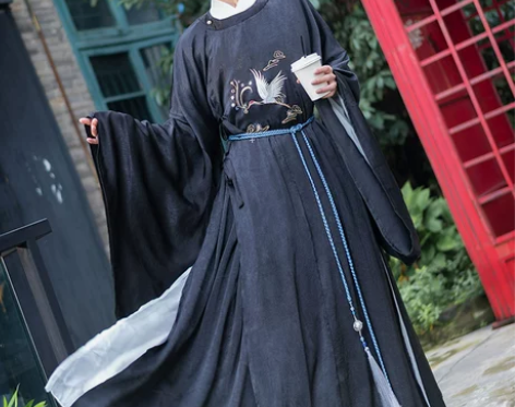 ?汉服男款中国风圆领道袍古装 略微穿着痕迹...