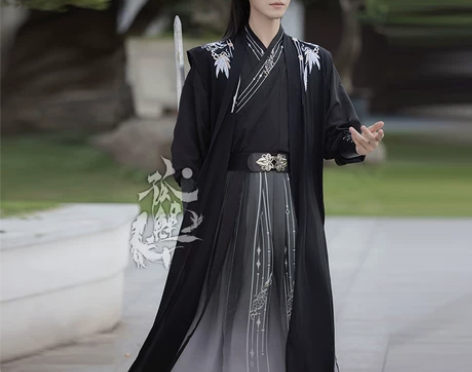 ?孤鲤原创汉服男女秋冬日常中国风长款酷飒帅...