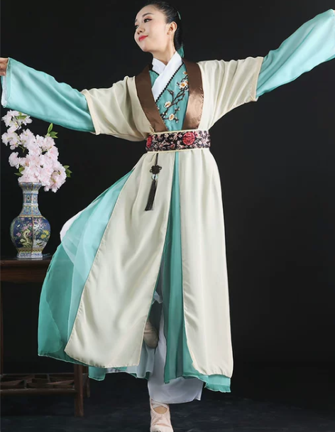 纸扇书生舞蹈服新款荷花奖扇子群舞表演服古装...