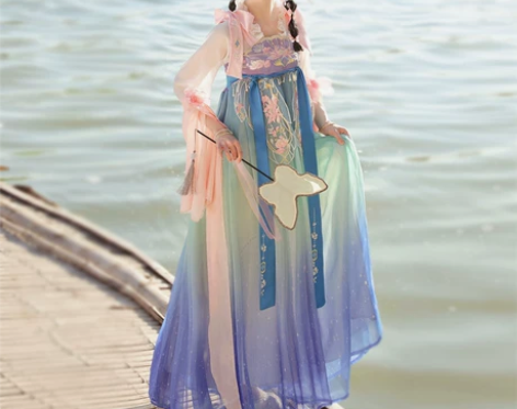 ?唐制汉元素汉服女2024新款 染画 春夏...