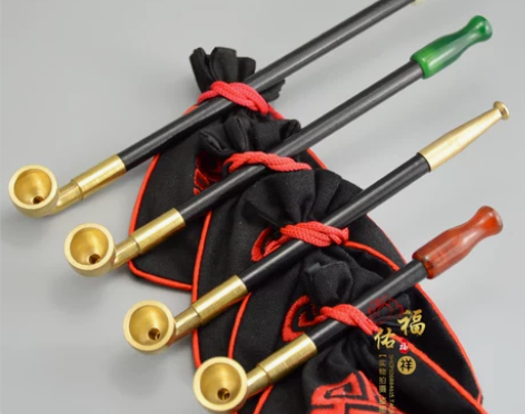 ?男士老式黄铜旱烟袋锅子手工实木烟杆男士传...