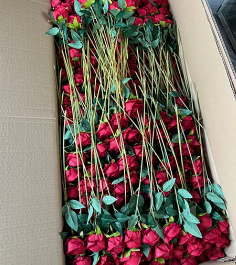 高品质绒布玫瑰花 做花槽花瀑布效果很赞 超...
