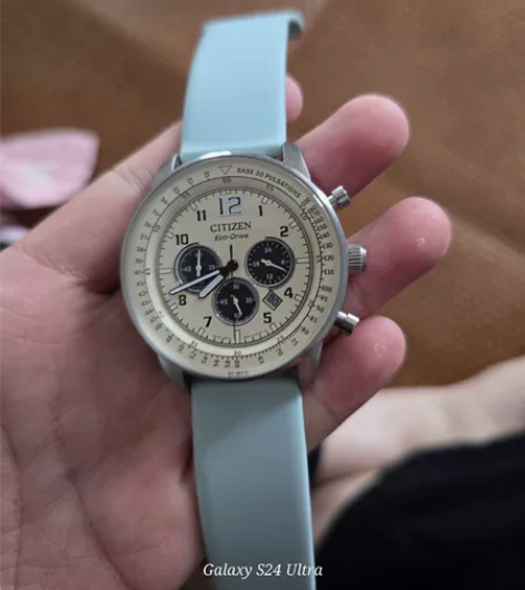 西铁城光动能手表熊猫计时三眼男腕表CA45...