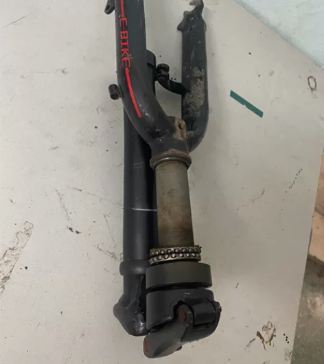 14寸正步折叠电动车前叉加立把一整套带球碗...