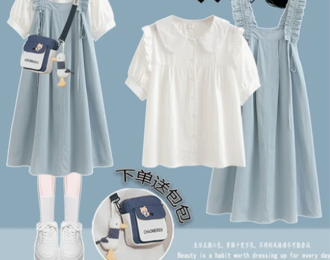 少女连衣裙夏装2024新款大童背带裙套装初...