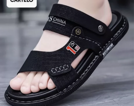 卡帝乐鳄鱼皮凉鞋男款夏季潮流户外防滑凉拖开...