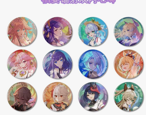 原神同人谷子58mm稻妻雷电将军八重神子心...