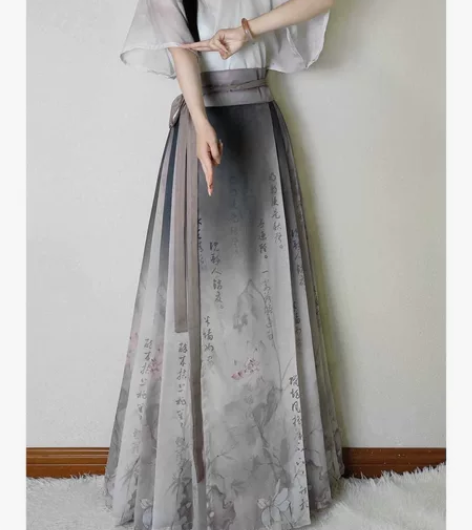 明月渡原创 荷舟漾 绿色/灰色 全新三件套...