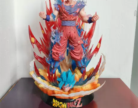 七龙珠超界王拳悟空手办双头雕可替换大号超蓝...