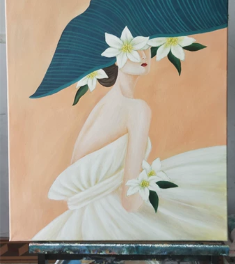 纯手绘油画《美人如画》轻奢画 艺术装饰画 ...