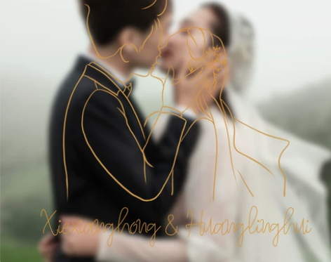 简约抽象剪影 婚礼请柬 迎宾卡 手绘设计 ...