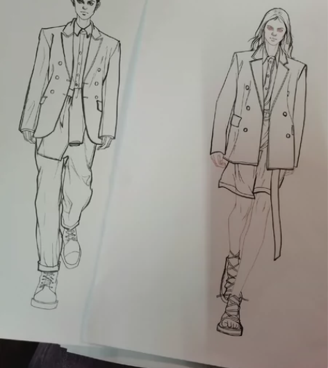 服装设计手绘线稿 草图 90g  A4纸 ...