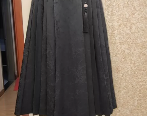 全新新中式提花黑色半身裙女夏季改良版国风唐...