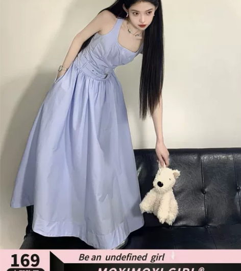 s MOXI法式极简风背心连衣裙小众设计感...