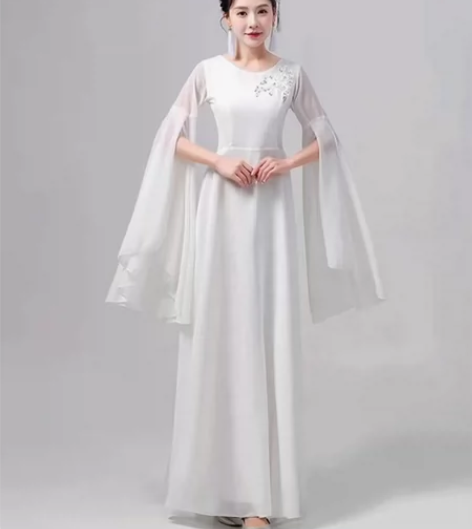 成人古筝演出服女中国风飘逸蹈服清新淡雅水袖...