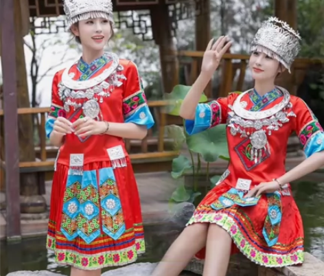 庆典苗族服装少数民族风百褶裙侗族壮族成人女...