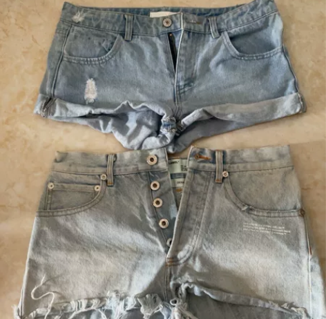 大学生闲置 出两条低腰牛仔短裤 九成新 9...