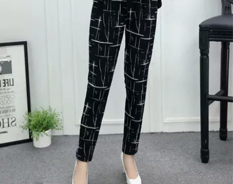 夏季薄款哈伦裤女裤休闲裤女九分裤女铅笔裤胖...