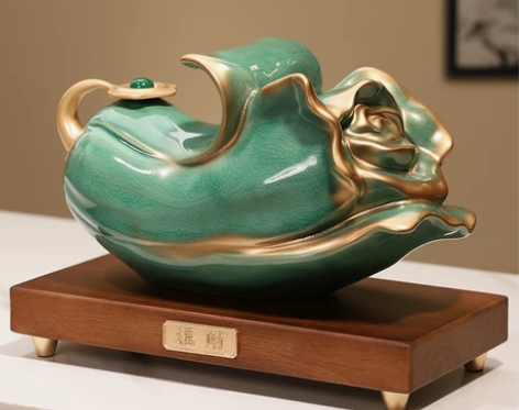 新中式金玉白菜摆件百财招财办公室装饰品开业...