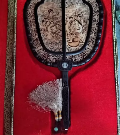 檀香木宫扇,送礼佳品,含展示架,古典宫扇,...
