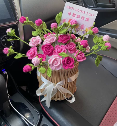 成品纯手工钩织花篮，送朋友送亲戚，生日礼物...