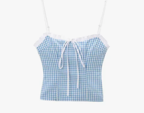 美式辣妹国风手工刺绣挂脖领短上衣吊带背心1...