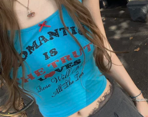 Tongiiuu 美式甜豆 复古字母印花吊...