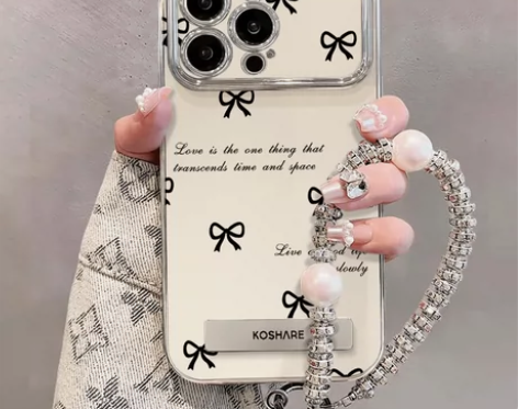 珍珠蝴蝶结小米14pro手机壳挂绳红米k7...