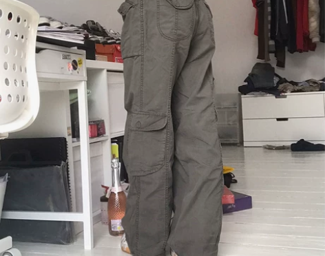 工装裤时尚街头美式潮流休闲宽松中腰复古口袋...