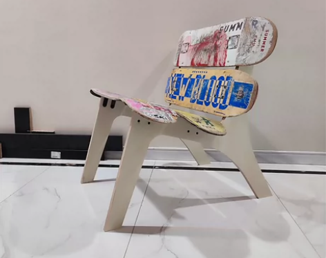 创意diy滑板家具潮流装饰椅子 实木滑板支...